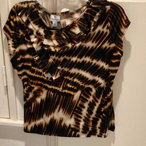 NWT-Worthington Black and Brown Patterned Blouse